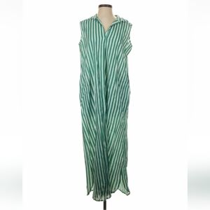 TEMBO Menorca Green Stripe Maxi Dress S/M NWT